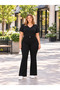 Women's Plus Size High Waist Elastic Waist Loose Leg Pants with Pockets - 2