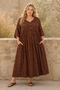 Plus Size Women's Black Viscose Dress Summer Long Pocketed Floral Pattern Relaxed Fit - 5