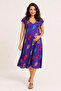 Women's Purple Viscose Maternity Dress Patterned Summer Relaxed Fit Midi Dress - 3