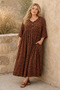 Plus Size Women's Black Viscose Dress Summer Long Pocketed Floral Pattern Relaxed Fit - 4