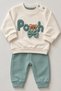Baby Boy Set with Teddy Bear Pattern and Bow Tie Detail, 2-Piece Top and Bottom Set, Seasonal
