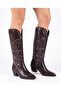 Western Serafina Bitter Brown Studded Boots - 4