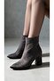 Gray Suede Thick Heeled Stylish Women's Boots - 4