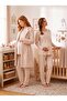 New Season Beige Shawl Collar Winter Plush Long Sleeve Design Buttoned Breastfeeding Compatible Maternity Pajama Set