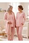 New Season Powder Shawl Collar Winter Plush Long Sleeve Design Buttoned Breastfeeding Compatible Maternity Pajama Set - 8