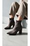 Gray Suede Thick Heeled Stylish Women's Boots - 2
