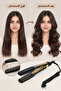 Black Gold Wide Plate Hair Straightener with Digital Display, Adjustable Temp Ceramic Flat Iron, 2 in 1 Straightener & Curler, EU Plug - 5
