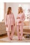New Season Powder Shawl Collar Winter Plush Long Sleeve Design Buttoned Breastfeeding Compatible Maternity Pajama Set - 5