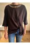 Asymmetrical and Draped Tie-Up Blouse with Gold Chain Detail - 2