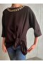 Asymmetrical and Draped Tie-Up Blouse with Gold Chain Detail - 3