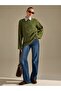 Women's Khaki Hair Braided Patterned Oversize Knitwear Sweater - 3