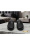 Black Detailed Plaid New Model Men's Guest House Dowry and Groom Slippers - 2