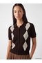 Esvab • Modern & Distinctive Devrik Roba Collar Diamond Embroidered Women's Cardigan