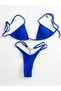 Women's Drawstring Thin Bottom Bikini with Stones on the Back - 3