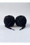 Black Plush Furry Round Sneaker and Sports Shoelaces Soft Texture 120 cm - 3