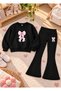 Girl's Crew Neck Sweatshirt and Spanish Leggings Set, 2-Piece Printed Set