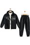 Boys' Printed Hooded Top & Bottom and T-Shirt Tracksuit 3-Piece Set - 3