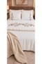 Zerdal Flora Beige Embroidered 100% Cotton 7 Piece Modern Double Duvet Cover Set