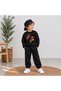 Team Sweatshirt Black Cat Heart Printed Girls Boys Crew Neck - 2