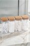 4-Pack 300 ml Transparent Cotton Swab, Cotton, Makeup Cotton, Acrylic Floss Jar with Bamboo Lid - 5