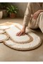 Natural Pebble Soft Plush 55 X 85 cm Bath Mat with Natural Wicker Jute Frame Asymmetrical Decorative Door Mat - 3