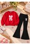 Girl's Crew Neck Sweatshirt and Spanish Leggings Set, 2-Piece Printed Set