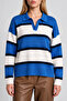 Polo Collar Striped Knitwear Sweater Lnt0047 Blue Dark Blue - 5