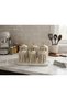 Porcelain Spice Set with Vacuum Lid, Airtight, 3 Large and 3 Small Spice Containers, Stripe Pattern - 3