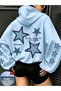 Star Printed Premium Oversize Hooded 3 Thread Cotton Sweatshirt