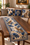 Navy Blue Leopard Patterned 4-Piece Throw Pillow Cover and Runner Set