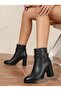 Women's Black Premium Leather Block Heeled Classic Ankle Boots ⁠   Bootie Anti-Slip Sole Technology - 4