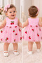 Baby Girl Cherry Patterned Tulle-Trimmed Dress - 2