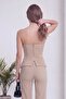 Women Strapless Asymmetric Collar Draped Blouse and Flare Pants Two Piece Set Black, Red, Beige - 7