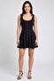 Women Solid Mini Dress, Black - 2