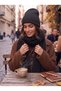 Women's winter ribbed wool 2-piece scarf and beanie set - mohair knitwear set