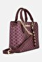 Women Brand Logo Satchels Bag With Wallet, Burgundy - 2