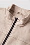 Basic Slim Fit Seasonal Stand Collar Suede Jacket - 2