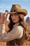 Unisex Internally Adjustable Hard Straw Design Cowboy Hat - 5