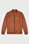 Basic Slim Fit Seasonal Stand Collar Suede Jacket - 3
