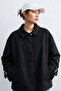 Women's oversized short cashmere coat - black