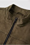 Basic Slim Fit Seasonal Stand Collar Suede Jacket - 2
