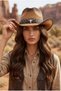 Unisex Internally Adjustable Hard Straw Design Cowboy Hat - 8