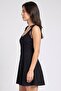 Women Solid Mini Dress, Black - 3