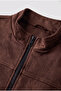 Basic Slim Fit Seasonal Stand Collar Suede Jacket - 2
