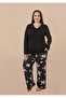 Long Sleeve Leopard Plus Size Pajama Set