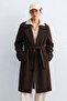 Women's belted cashmere coat - dark brown - 2