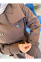 Double-breasted collar belted waist long trench coat 12528 - 6