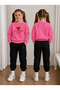 Crew Neck Sweatshirt Tracksuit Set for Girls, 2-Piece Printed Top and Bottom Set