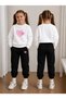 Crew Neck Sweatshirt Tracksuit Set for Girls, 2-Piece Printed Top and Bottom Set