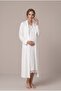 Women's Ecru Lace Long Sleeve Maternity Nightgown Set with Easy Nursing Features and Robe - 3